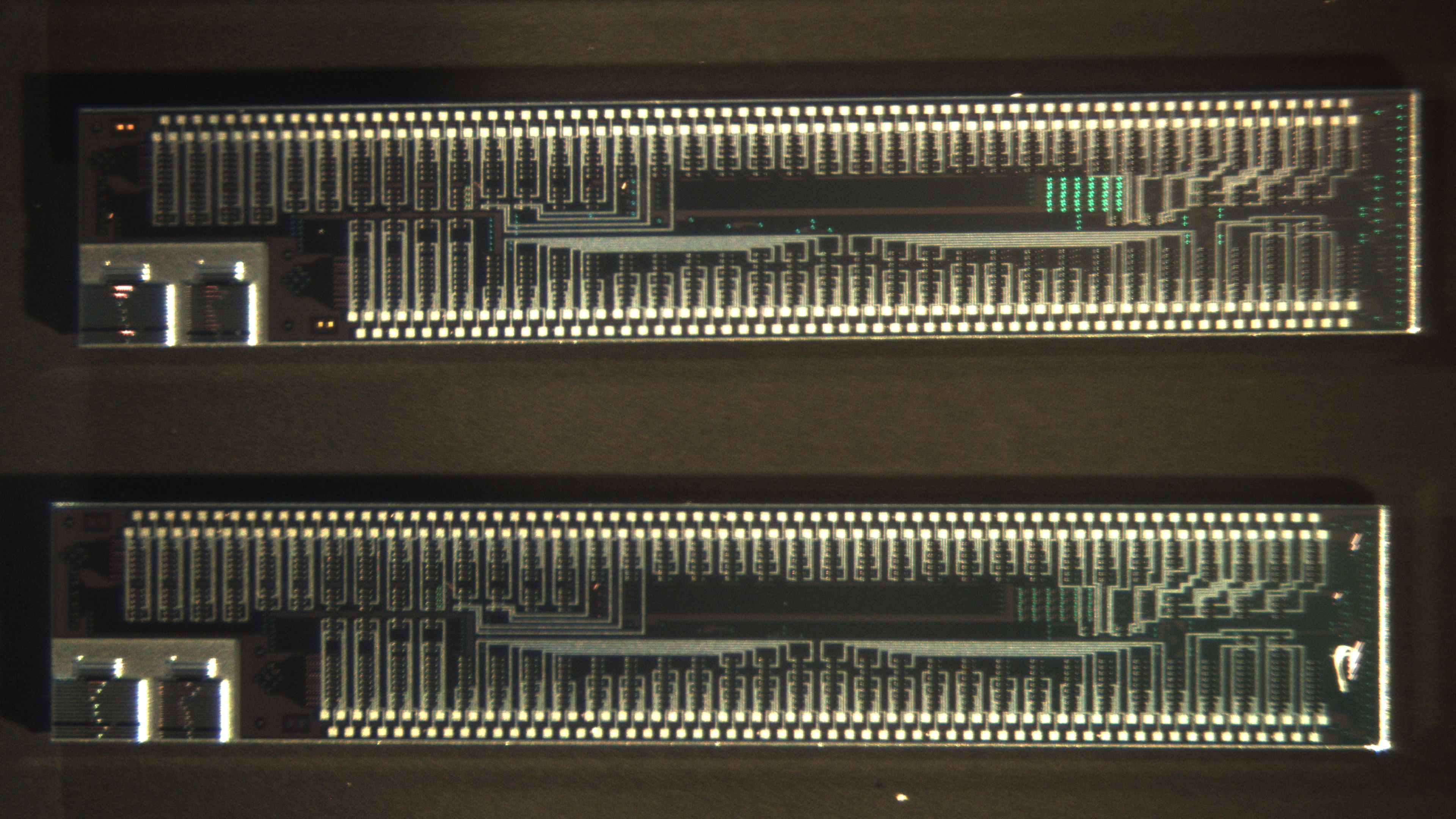 AstroPIC chips under microscope